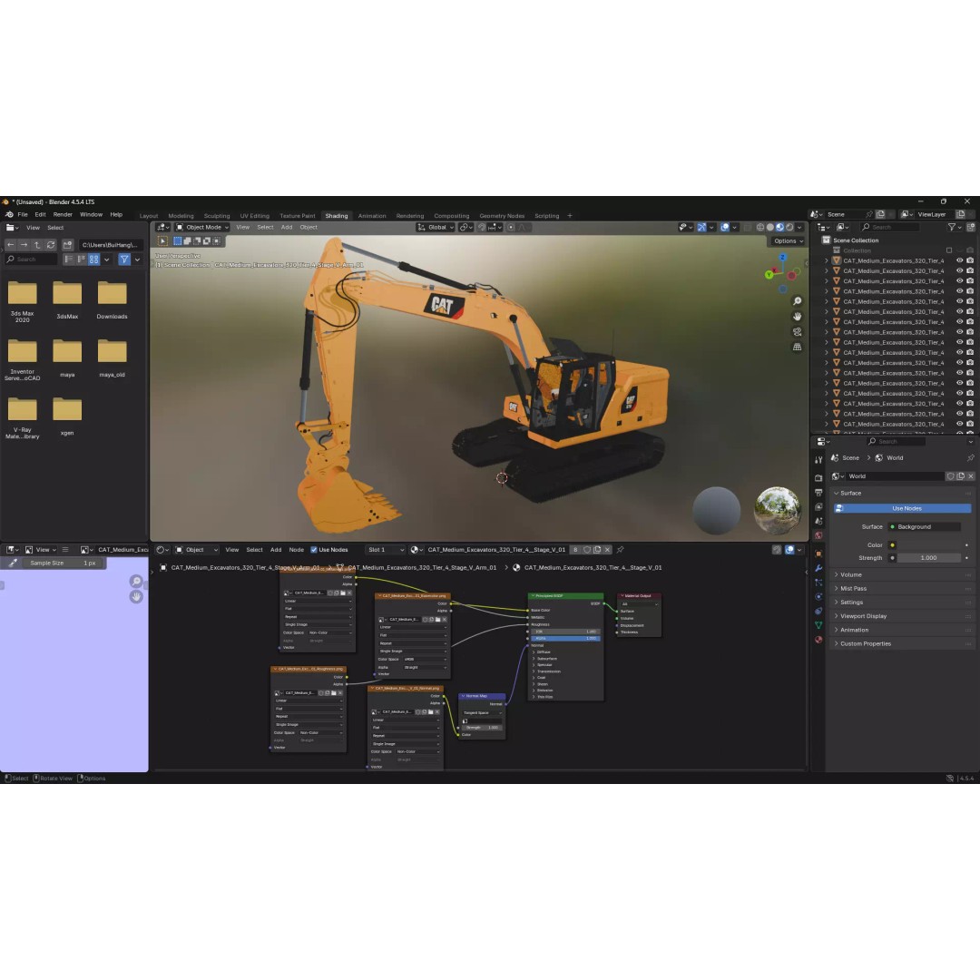 CAT Medium Excavator 320 3D Model – High-Poly PBR Game Asset, FBX - View 11