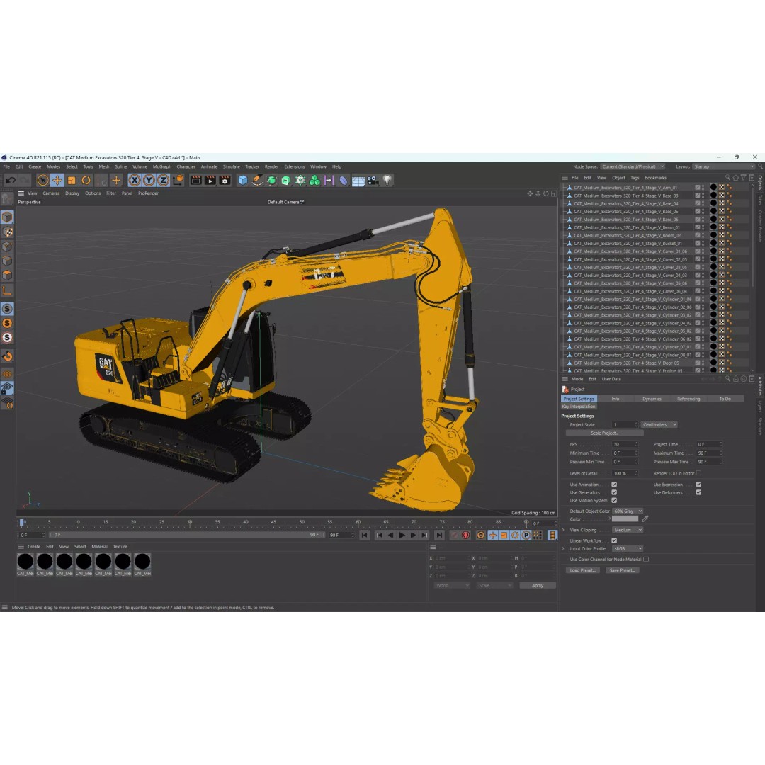 CAT Medium Excavator 320 3D Model – High-Poly PBR Game Asset, FBX - View 12