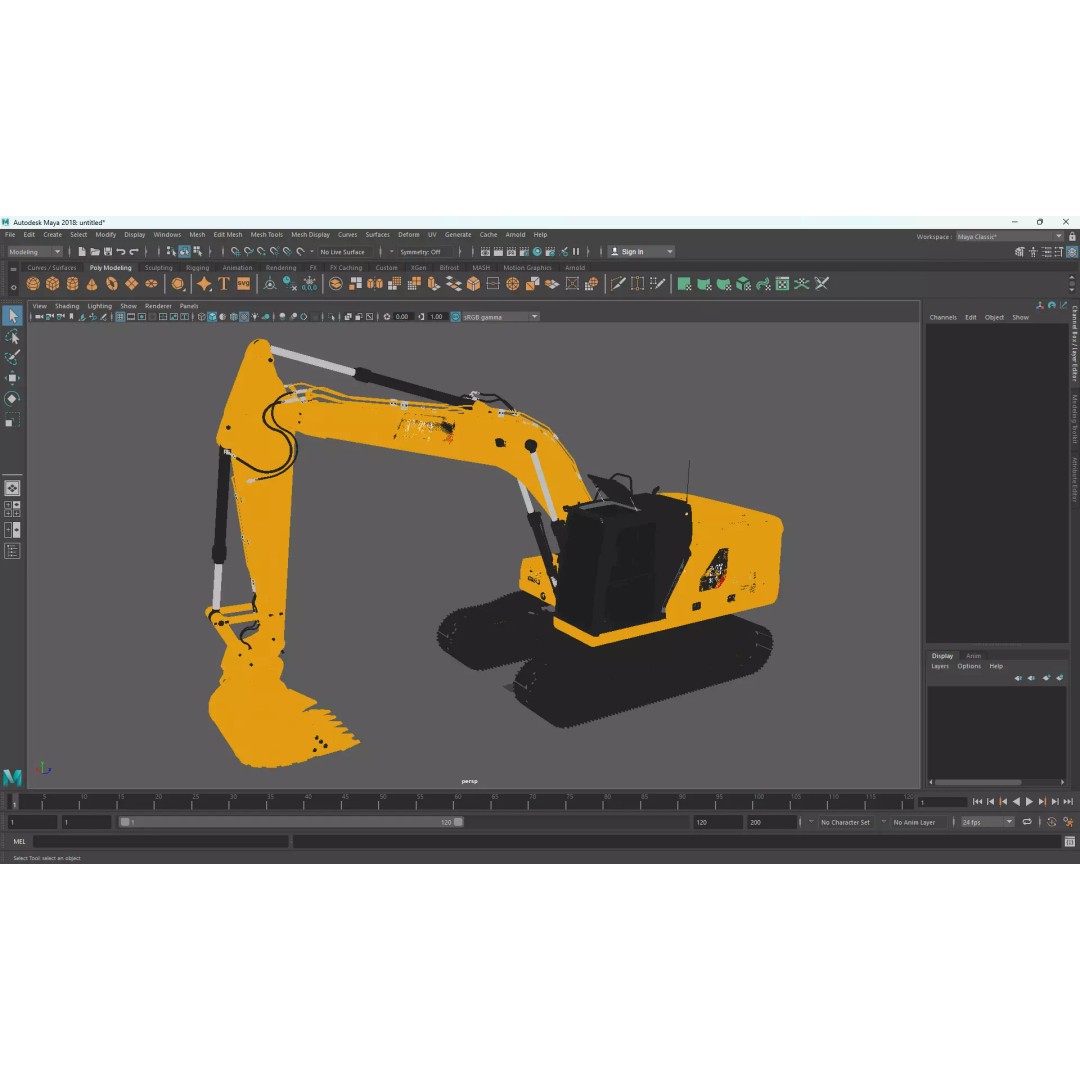 CAT Medium Excavator 320 3D Model – High-Poly PBR Game Asset, FBX - View 15