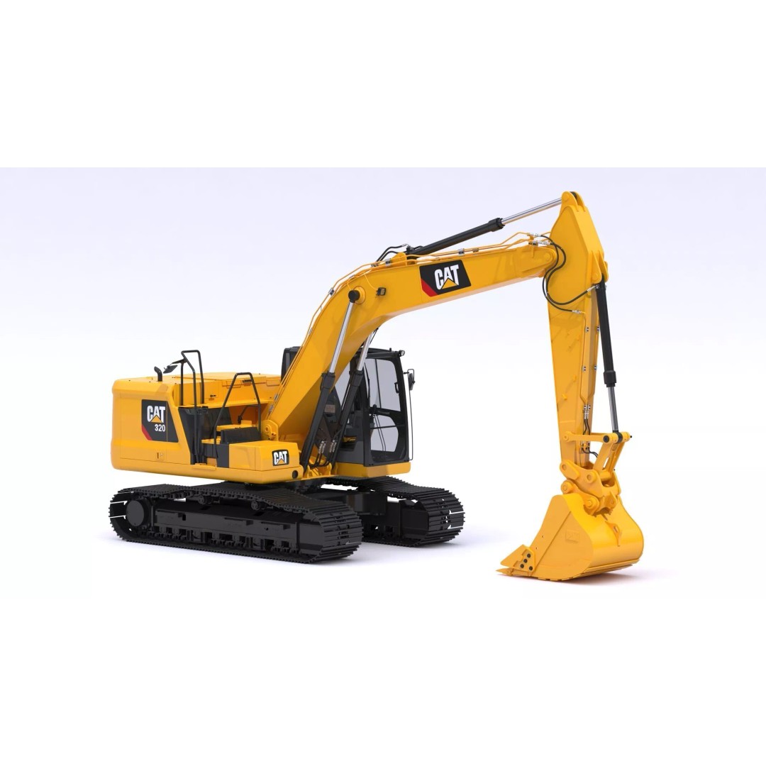 CAT Medium Excavator 320 3D Model – High-Poly PBR Game Asset, FBX - View 2