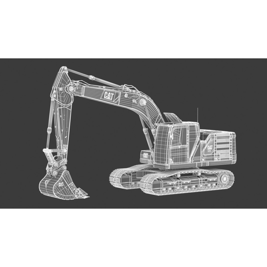 CAT Medium Excavator 320 3D Model – High-Poly PBR Game Asset, FBX - View 21