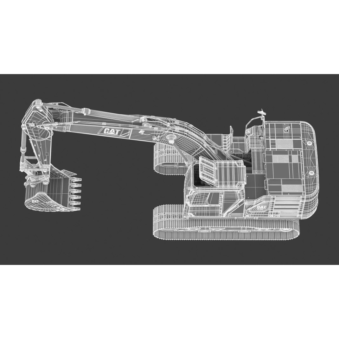CAT Medium Excavator 320 3D Model – High-Poly PBR Game Asset, FBX - View 22