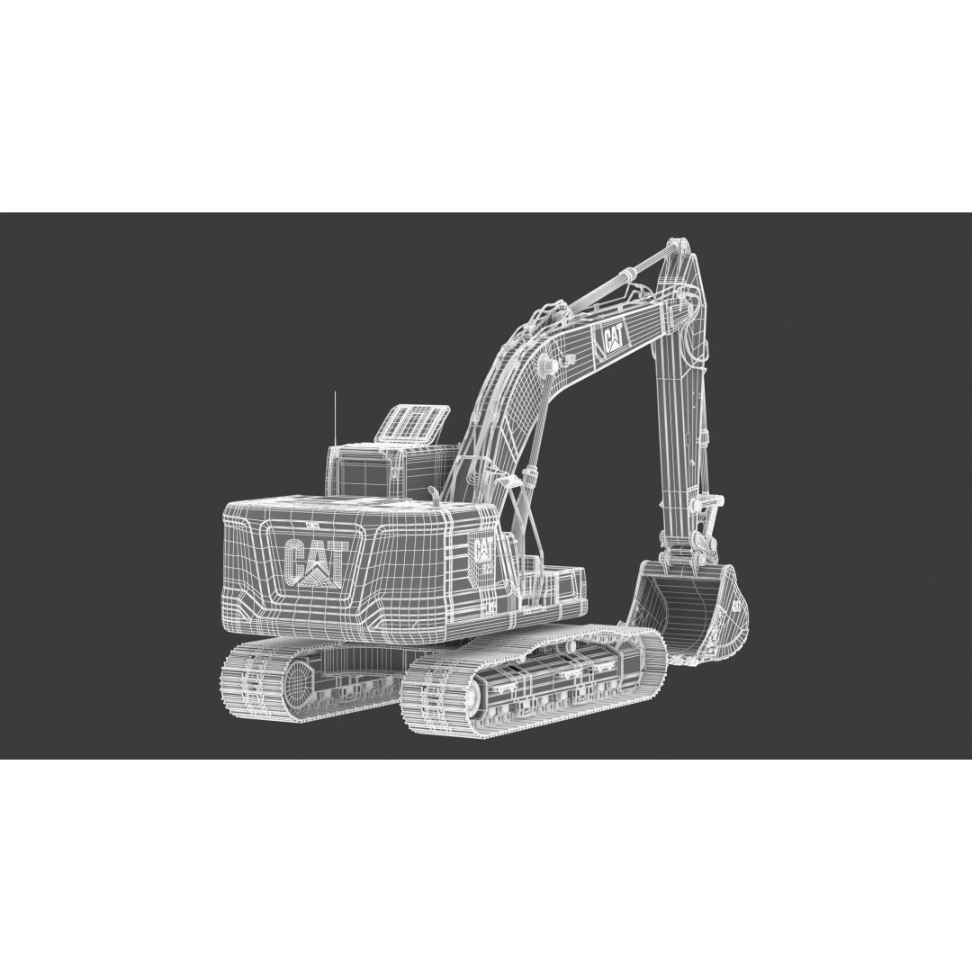 CAT Medium Excavator 320 3D Model – High-Poly PBR Game Asset, FBX - View 23