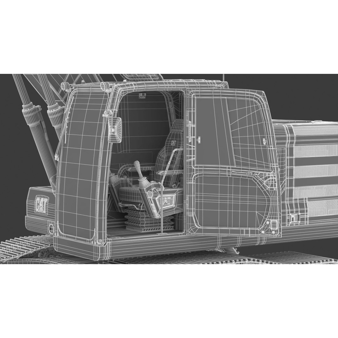 CAT Medium Excavator 320 3D Model – High-Poly PBR Game Asset, FBX - View 24