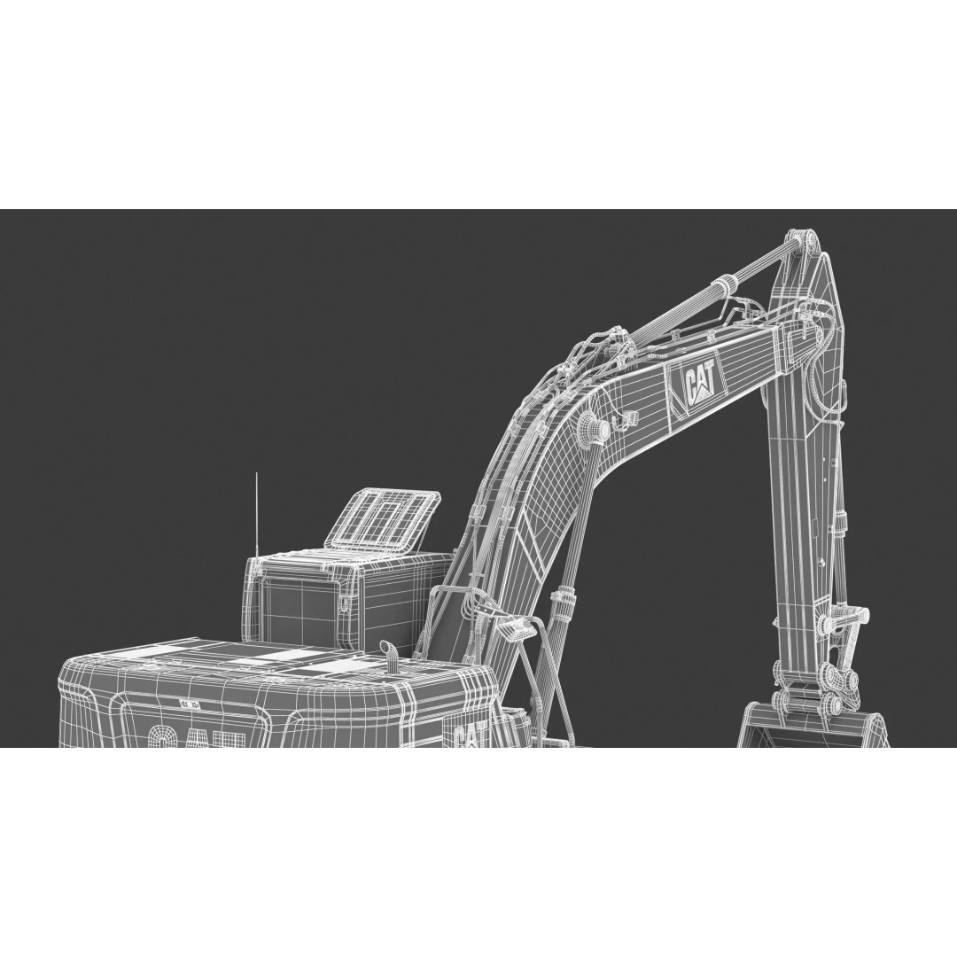 CAT Medium Excavator 320 3D Model – High-Poly PBR Game Asset, FBX - View 25