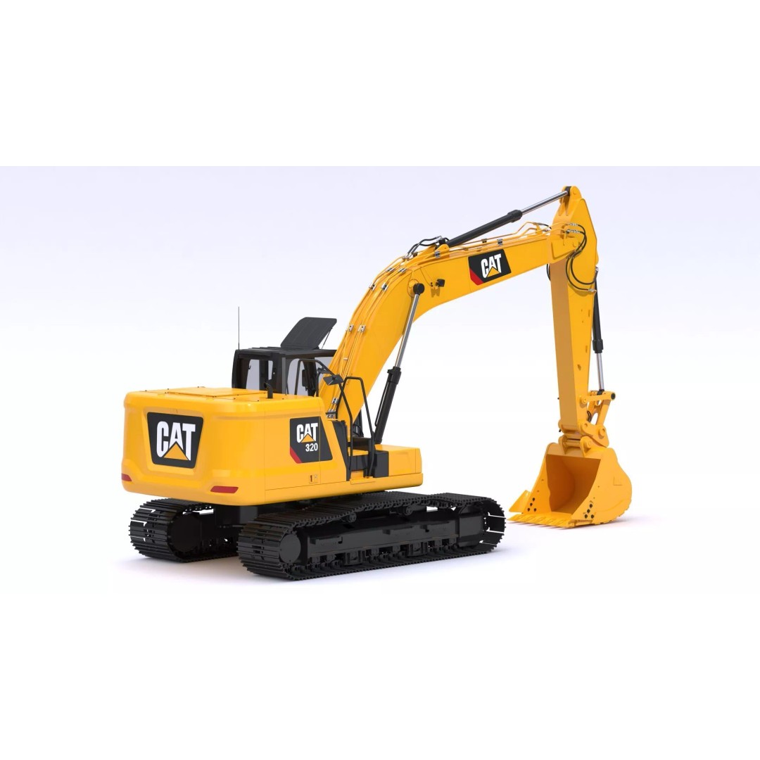 CAT Medium Excavator 320 3D Model – High-Poly PBR Game Asset, FBX - View 5