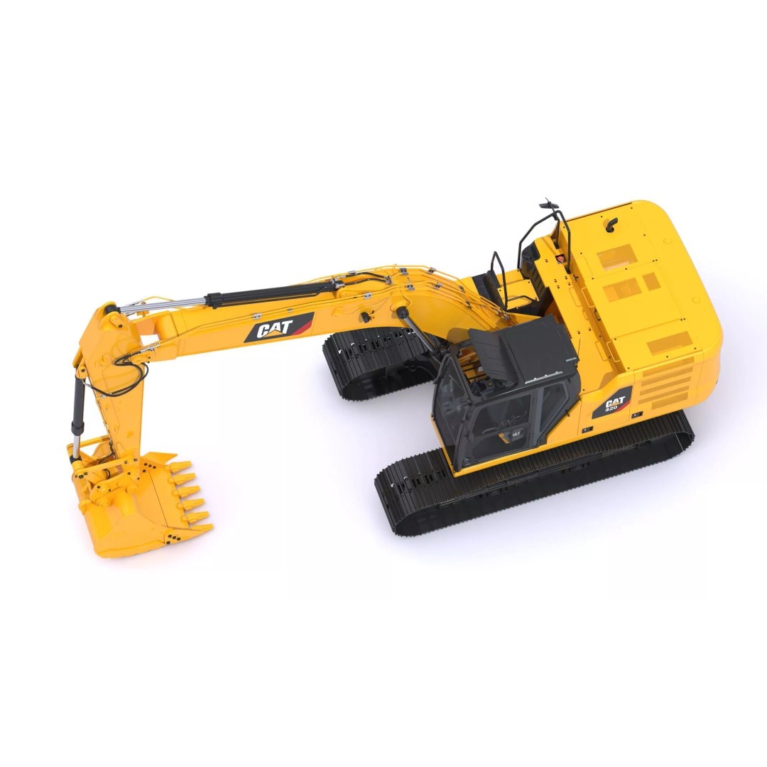 CAT Medium Excavator 320 3D Model – High-Poly PBR Game Asset, FBX - View 7