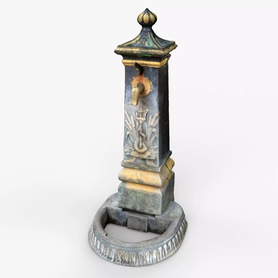 Old Cast Iron Hand Water Pump 3D Model – Low Poly PBR Asset, FBX - View 2