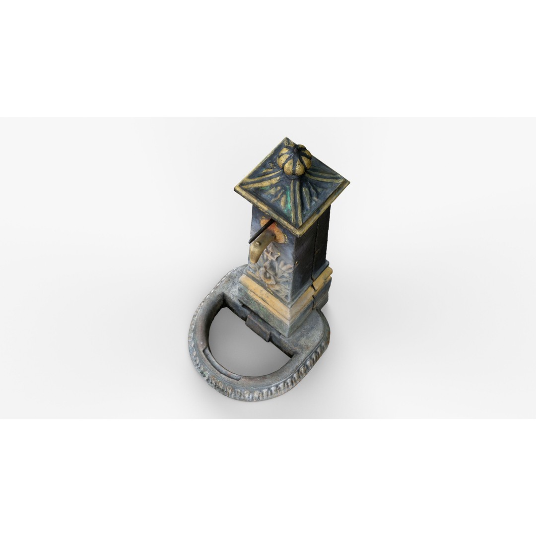 Old Cast Iron Hand Water Pump 3D Model – Low Poly PBR Asset, FBX - View 3