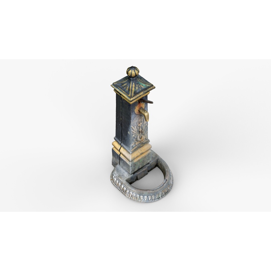 Old Cast Iron Hand Water Pump 3D Model – Low Poly PBR Asset, FBX - View 4