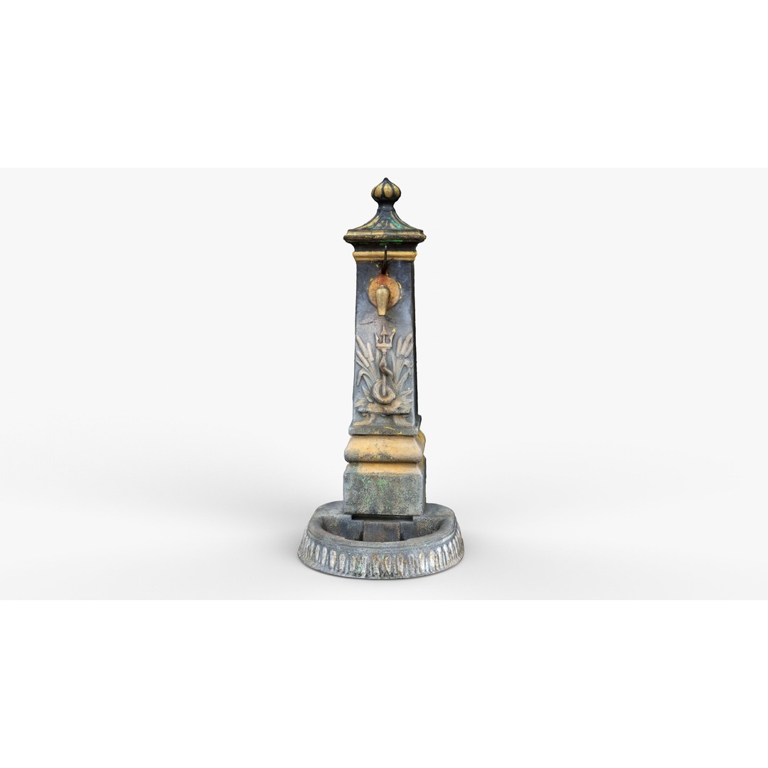 Old Cast Iron Hand Water Pump 3D Model – Low Poly PBR Asset, FBX - View 7