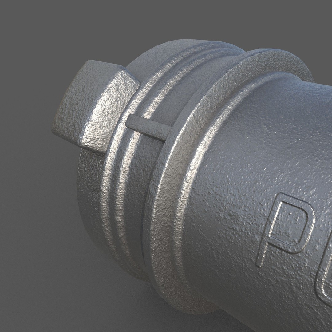 Fire Hose Nozzle 3D Model – Realistic Industrial Tool, PBR Textures - View 12