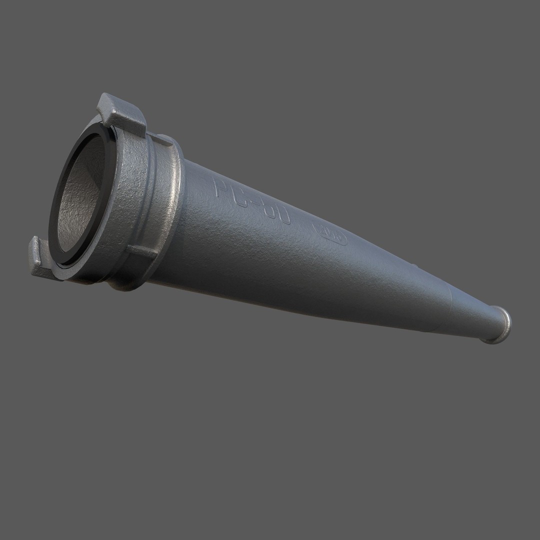 Fire Hose Nozzle 3D Model – Realistic Industrial Tool, PBR Textures - View 4