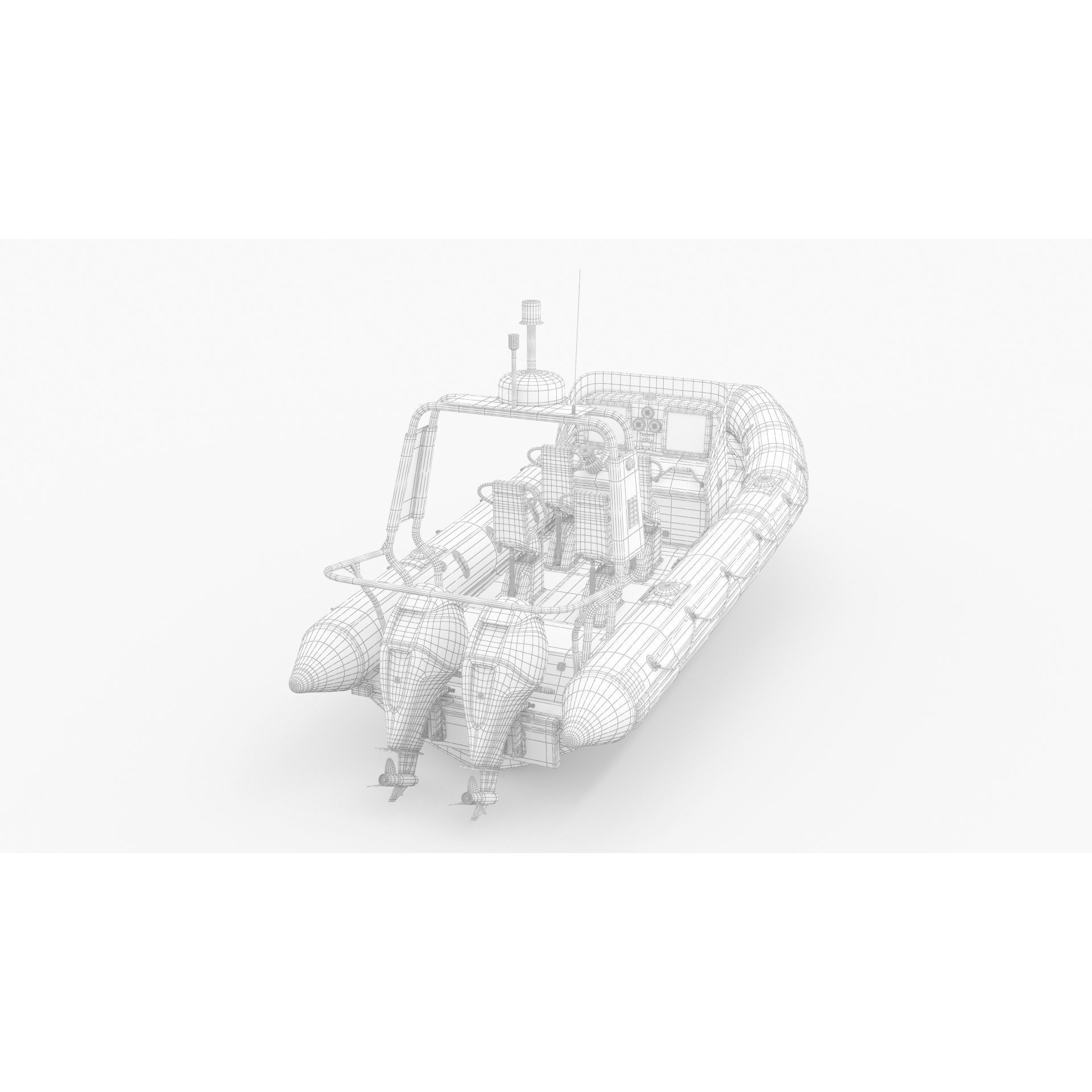 Military Inflatable Zodiac Boat with Mercury - Game-Ready 3D Model - View 10