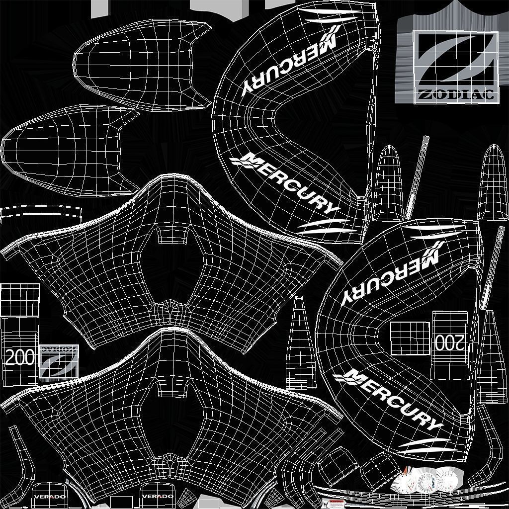 Military Inflatable Zodiac Boat with Mercury - Game-Ready 3D Model - View 14