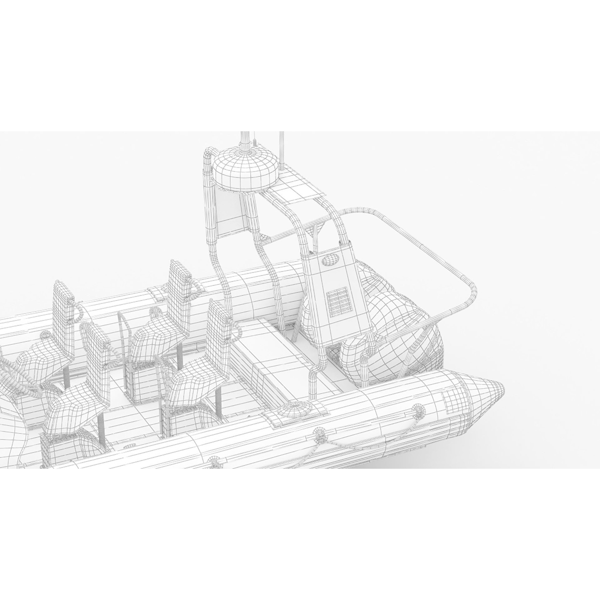 Military Inflatable Zodiac Boat with Mercury - Game-Ready 3D Model - View 16