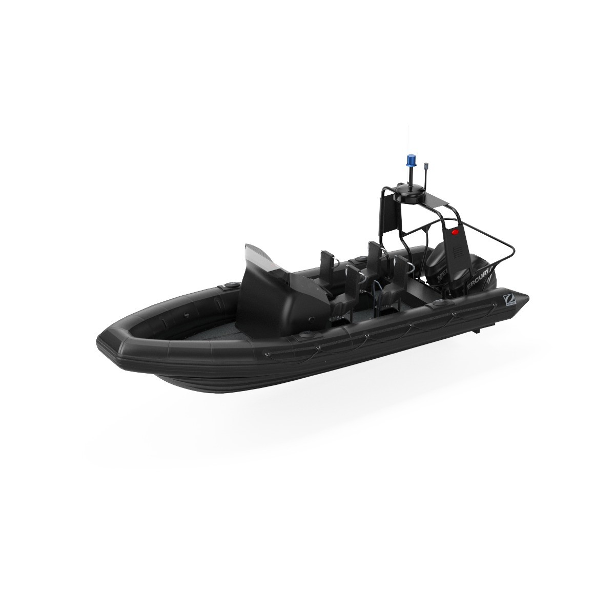 Military Inflatable Zodiac Boat with Mercury - Game-Ready 3D Model - View 19