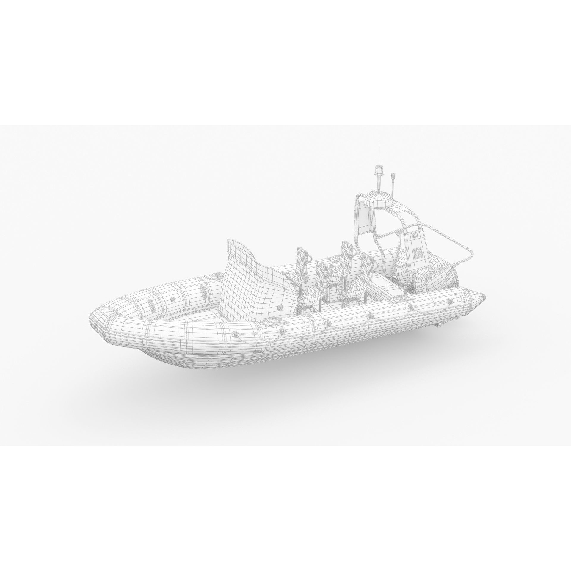 Military Inflatable Zodiac Boat with Mercury - Game-Ready 3D Model - View 4