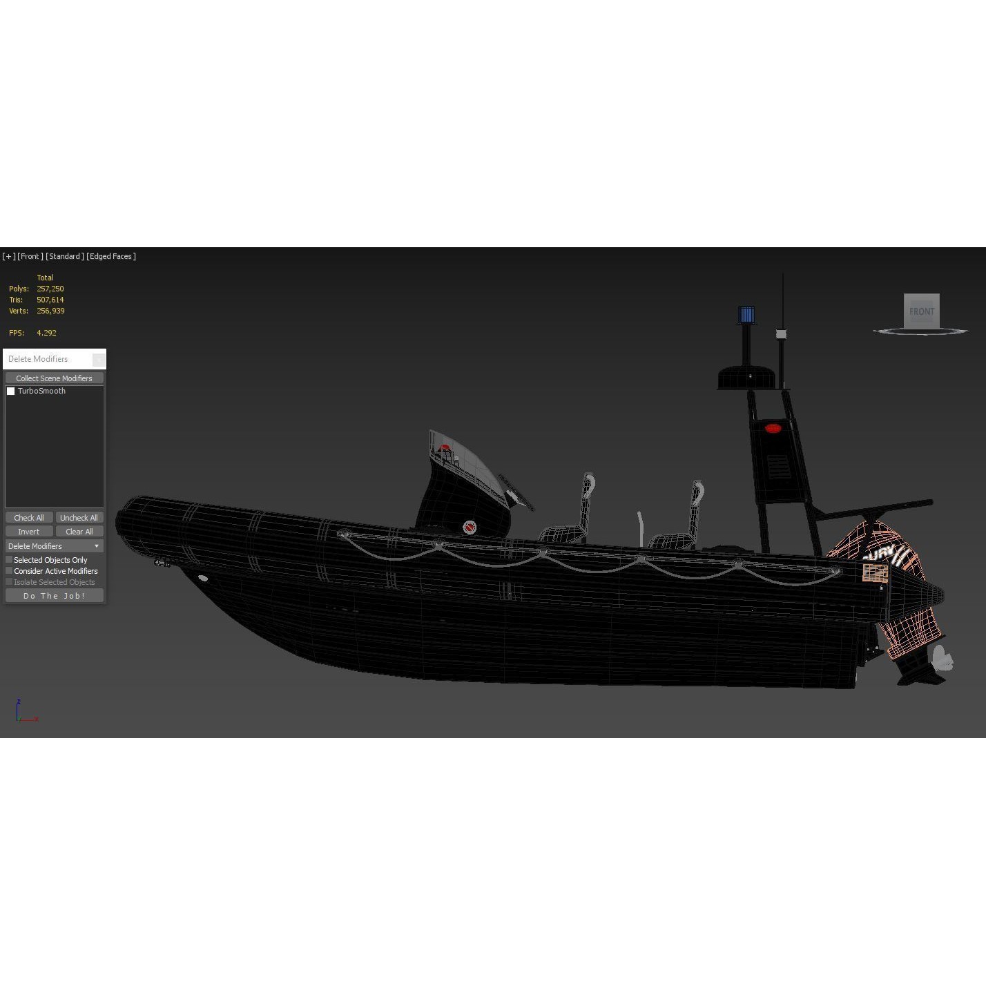 Military Inflatable Zodiac Boat with Mercury - Game-Ready 3D Model - View 5