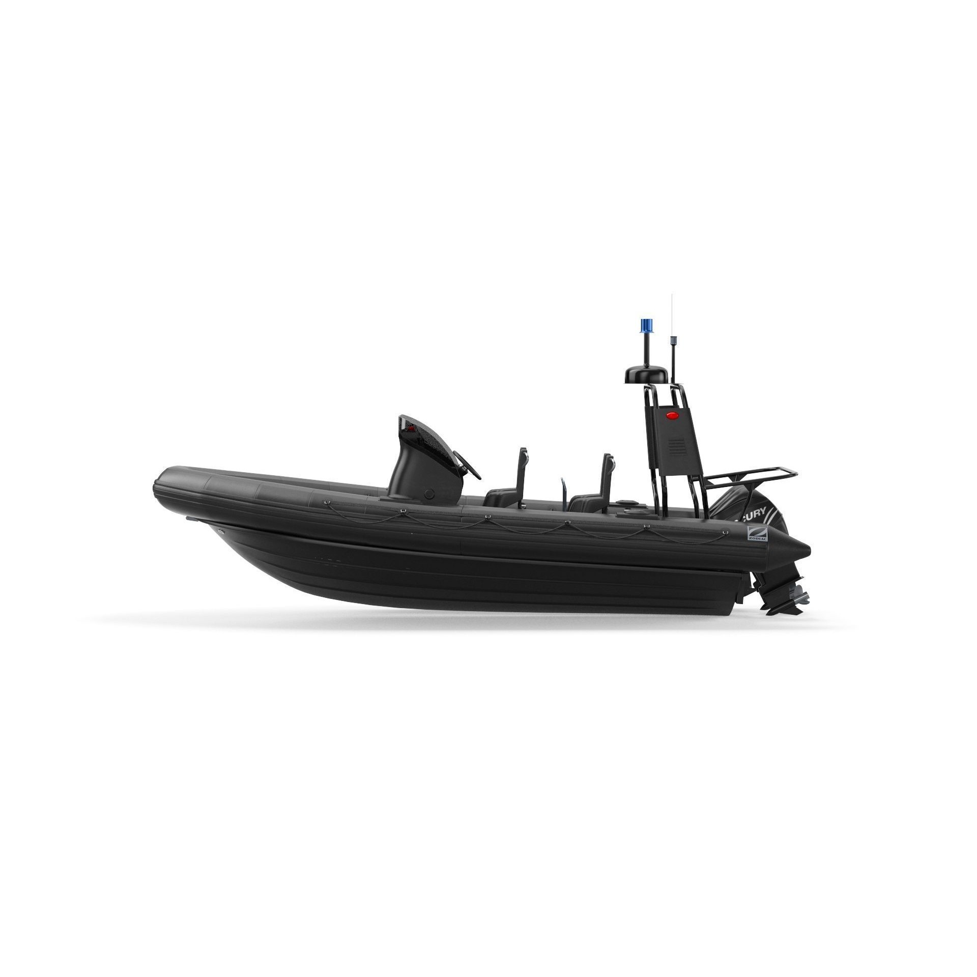Military Inflatable Zodiac Boat with Mercury - Game-Ready 3D Model - View 7