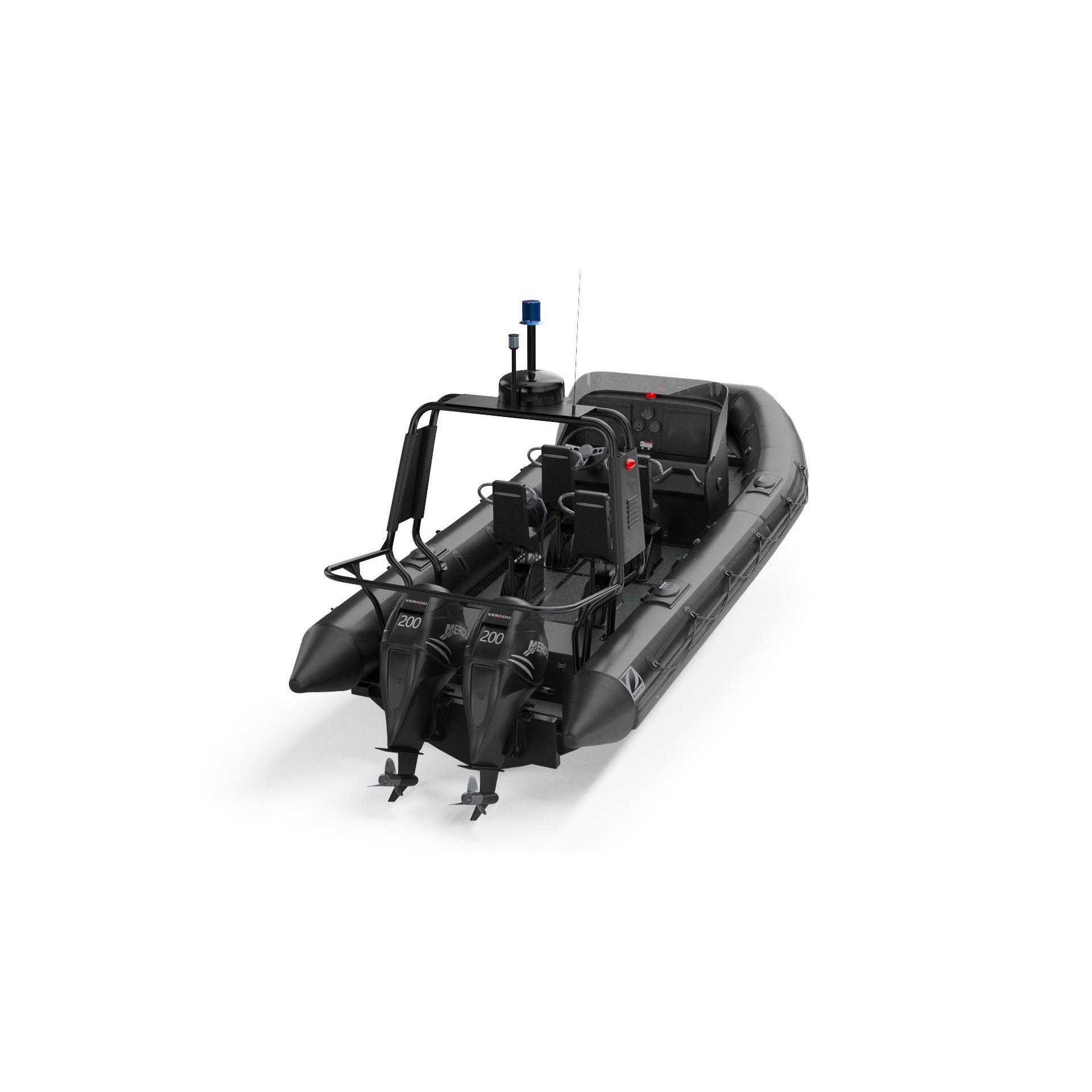 Military Inflatable Zodiac Boat with Mercury - Game-Ready 3D Model - View 9