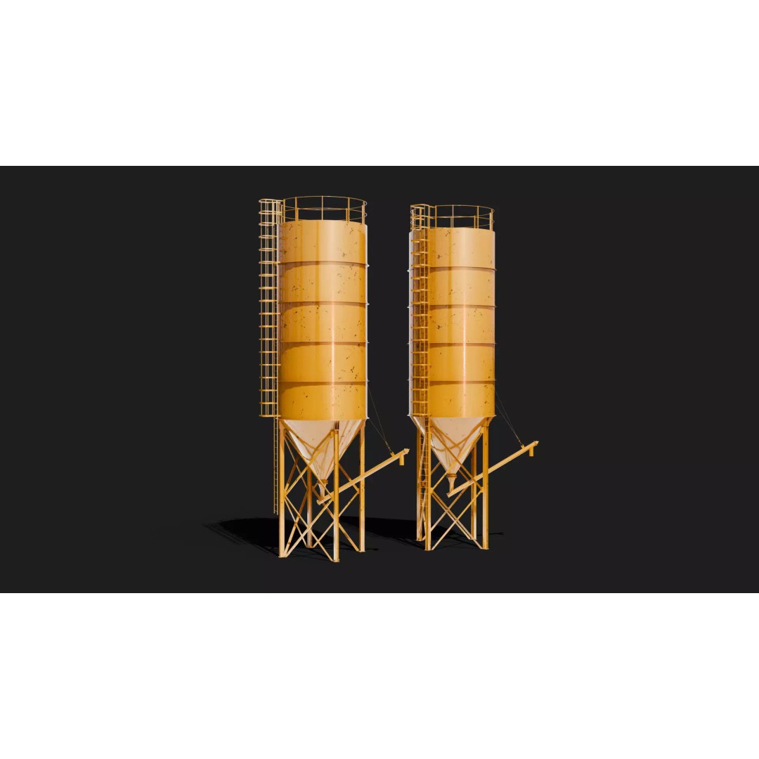 Cement Silo 3D Model – Realistic Static Storage Tank, PBR Textures - View 2
