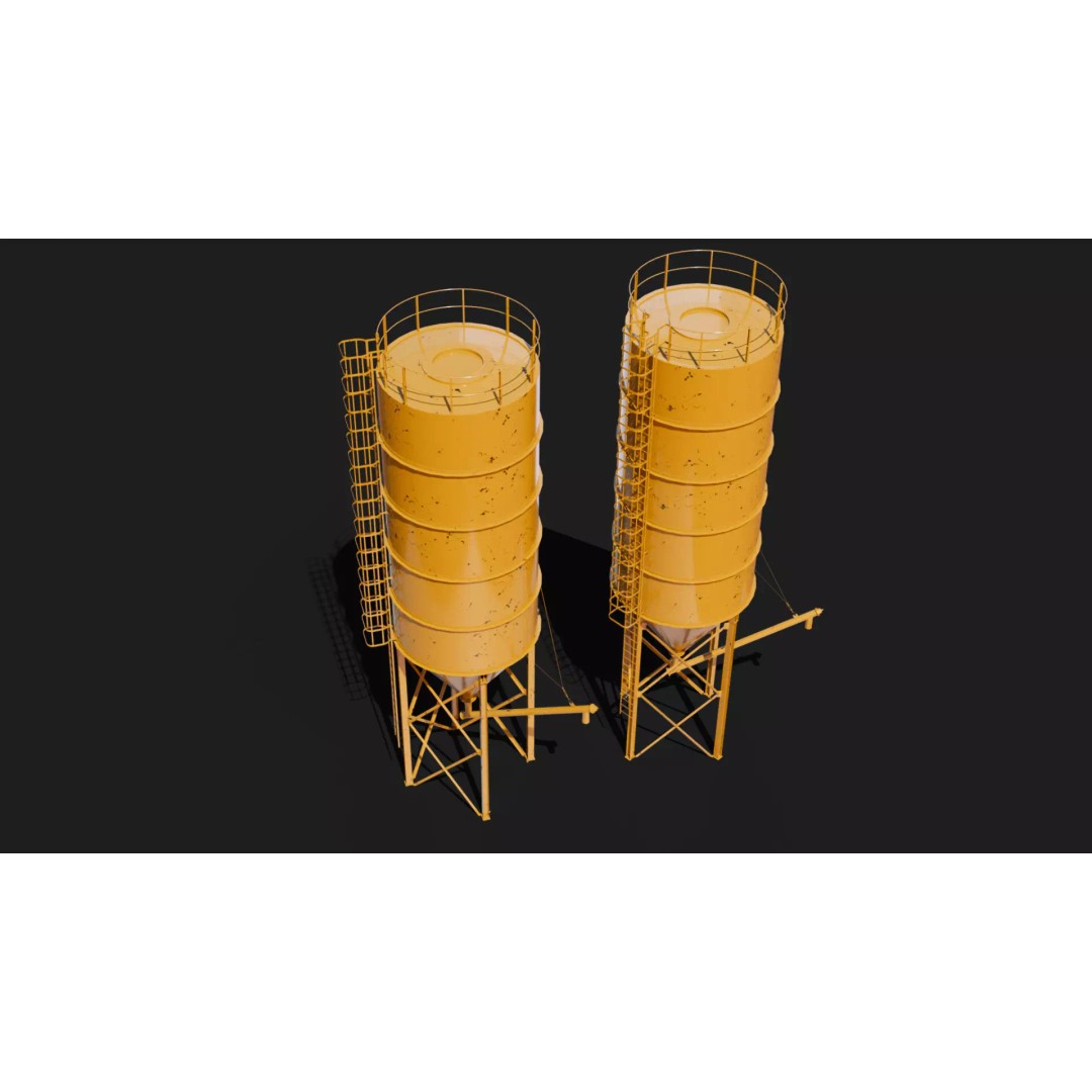 Cement Silo 3D Model – Realistic Static Storage Tank, PBR Textures - View 6