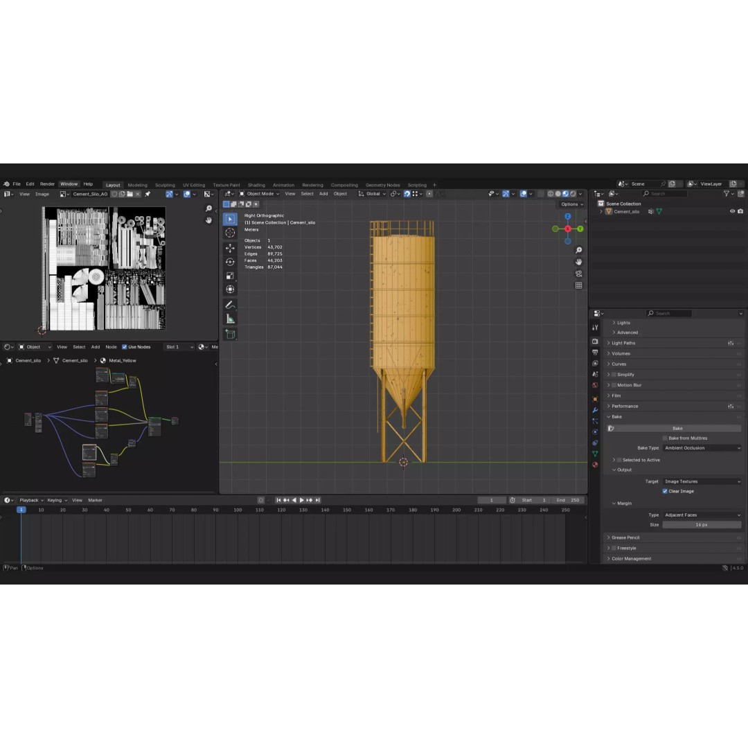 Cement Silo 3D Model – Realistic Static Storage Tank, PBR Textures - View 8