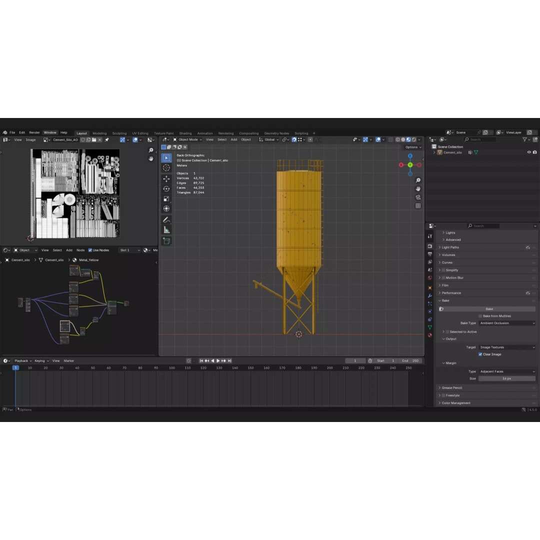 Cement Silo 3D Model – Realistic Static Storage Tank, PBR Textures - View 9