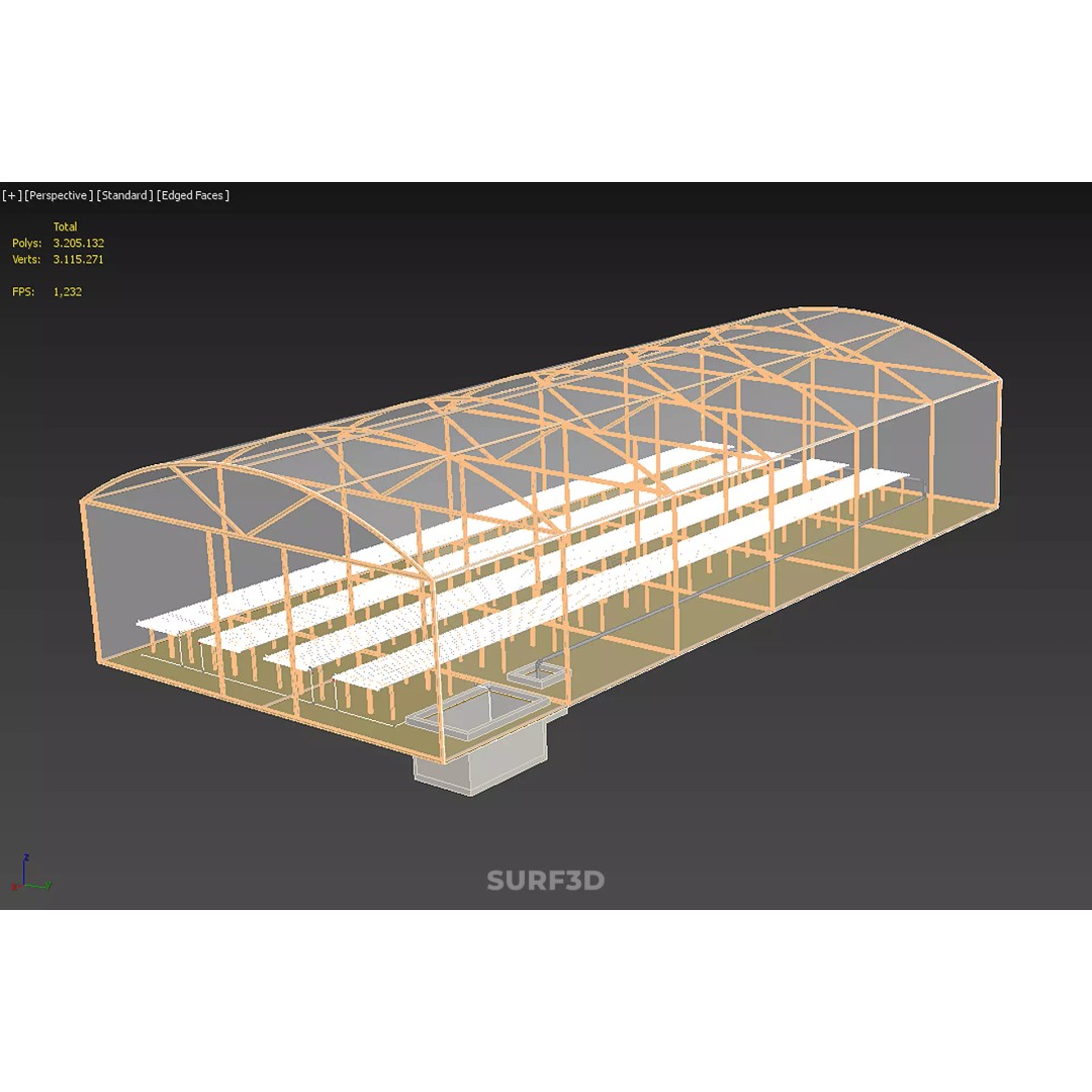 Farming Greenhouse 3D Model – Hydroponic Aeroponic Garden, FBX - View 12
