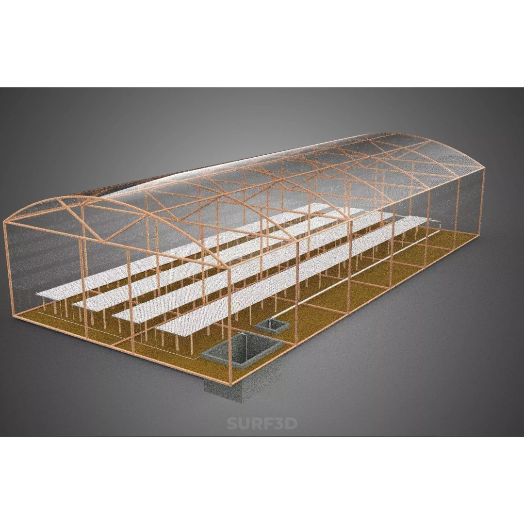Farming Greenhouse 3D Model – Hydroponic Aeroponic Garden, FBX - View 3