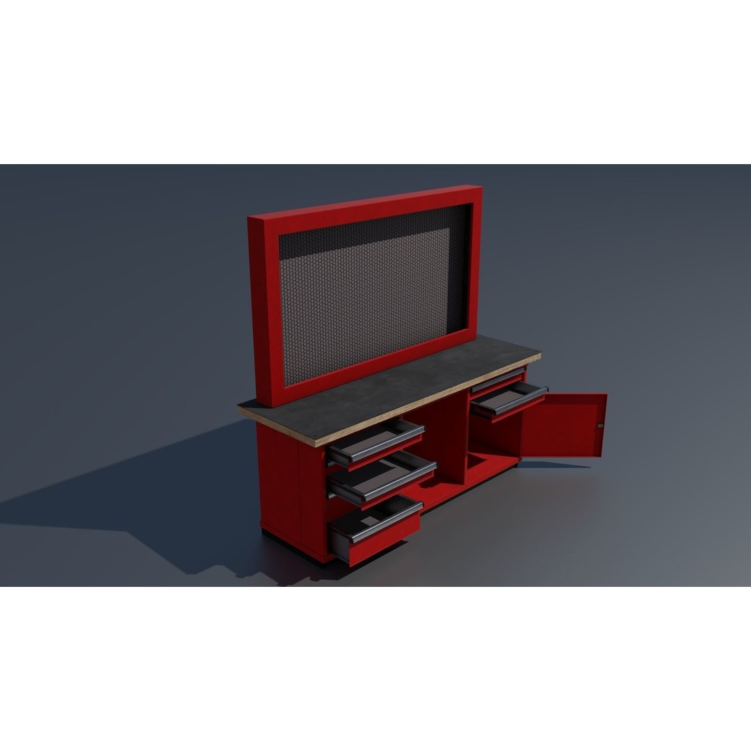 Workshop Closet and Bench 3D Model – PBR Industrial Assets, Blender - View 54