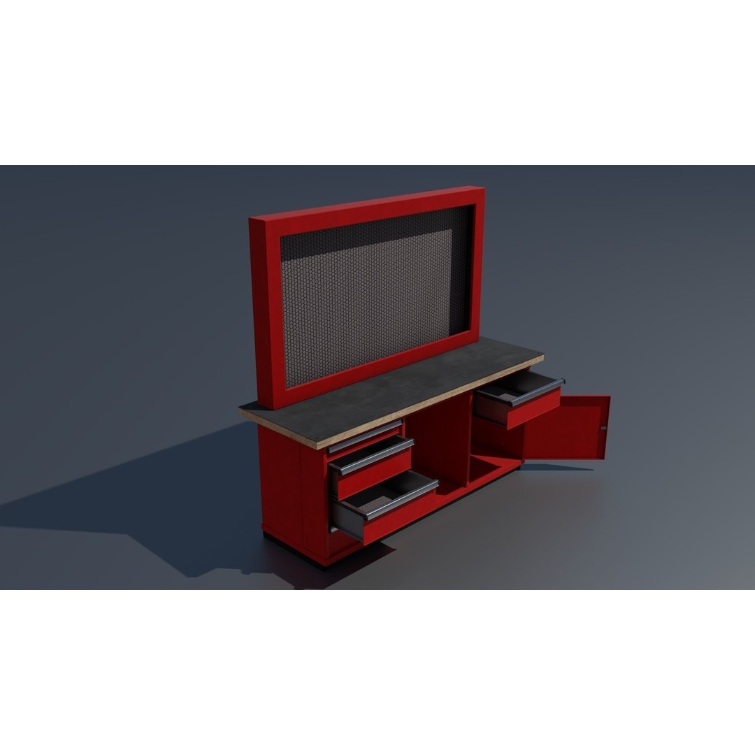 Workshop Closet and Bench 3D Model – PBR Industrial Assets, Blender - View 56