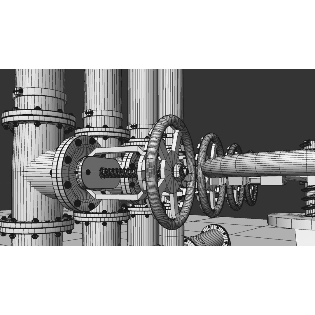 Industrial Pipes 3D Model – High Quality Polygon Mesh, FBX, OBJ