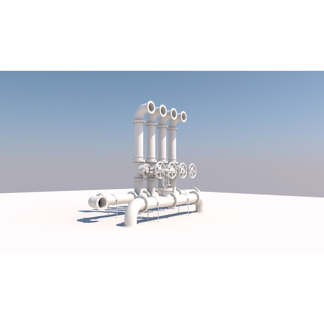 Industrial Pipes 3D Model – High Quality Polygon Mesh, FBX, OBJ - View 12