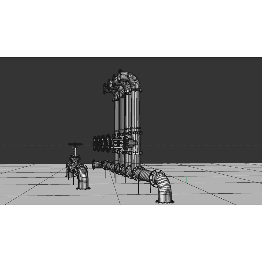 Industrial Pipes 3D Model – High Quality Polygon Mesh, FBX, OBJ - View 13