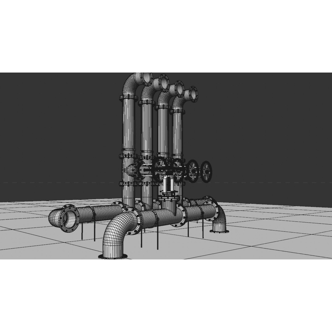 Industrial Pipes 3D Model – High Quality Polygon Mesh, FBX, OBJ - View 14