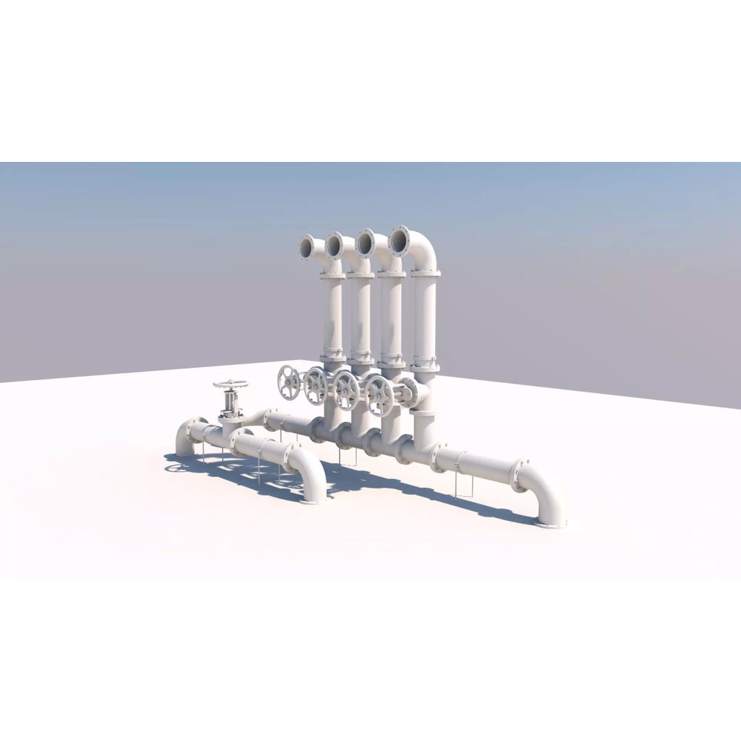 Industrial Pipes 3D Model – High Quality Polygon Mesh, FBX, OBJ - View 2