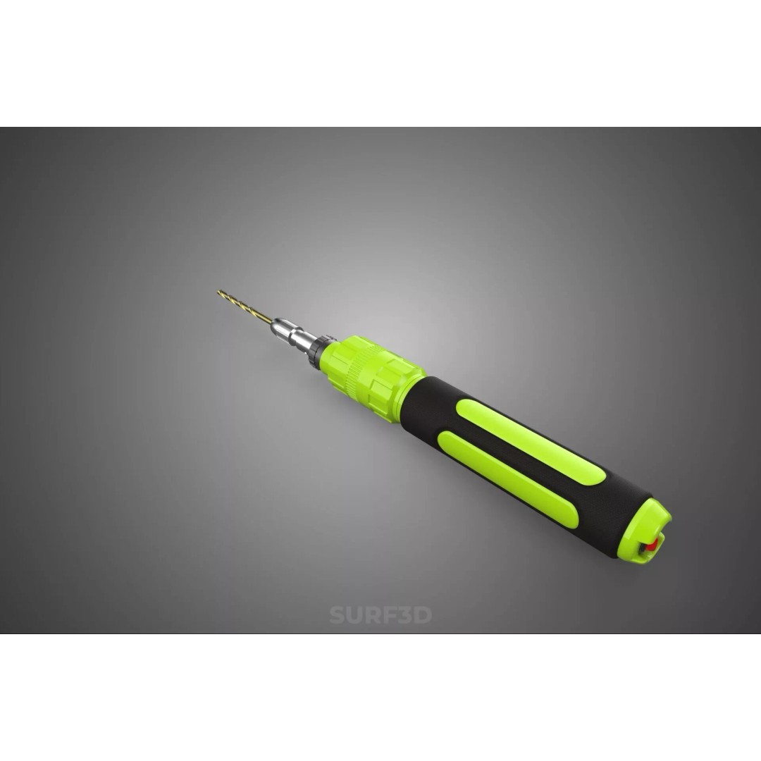 Mini Hand Rotary Tool 3D Model – Cordless Precision Drill, FBX, PBR - View 3