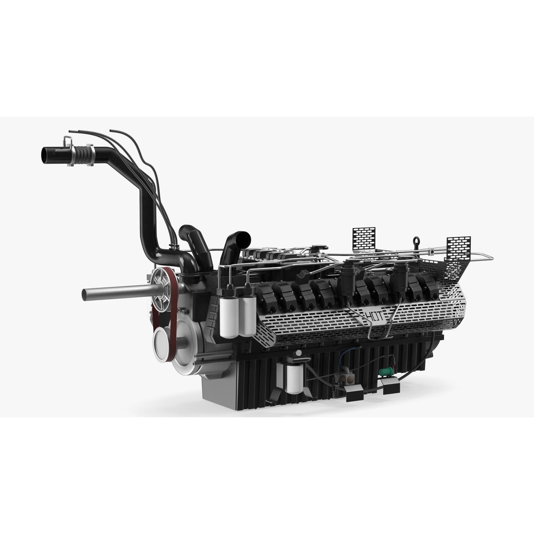 Industrial Diesel Generator Engine 3D Model – High Poly PBR Asset, FBX - View 10