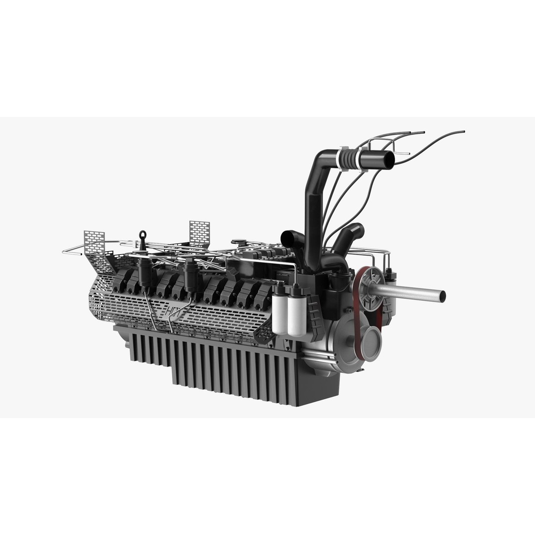 Industrial Diesel Generator Engine 3D Model – High Poly PBR Asset, FBX - View 11