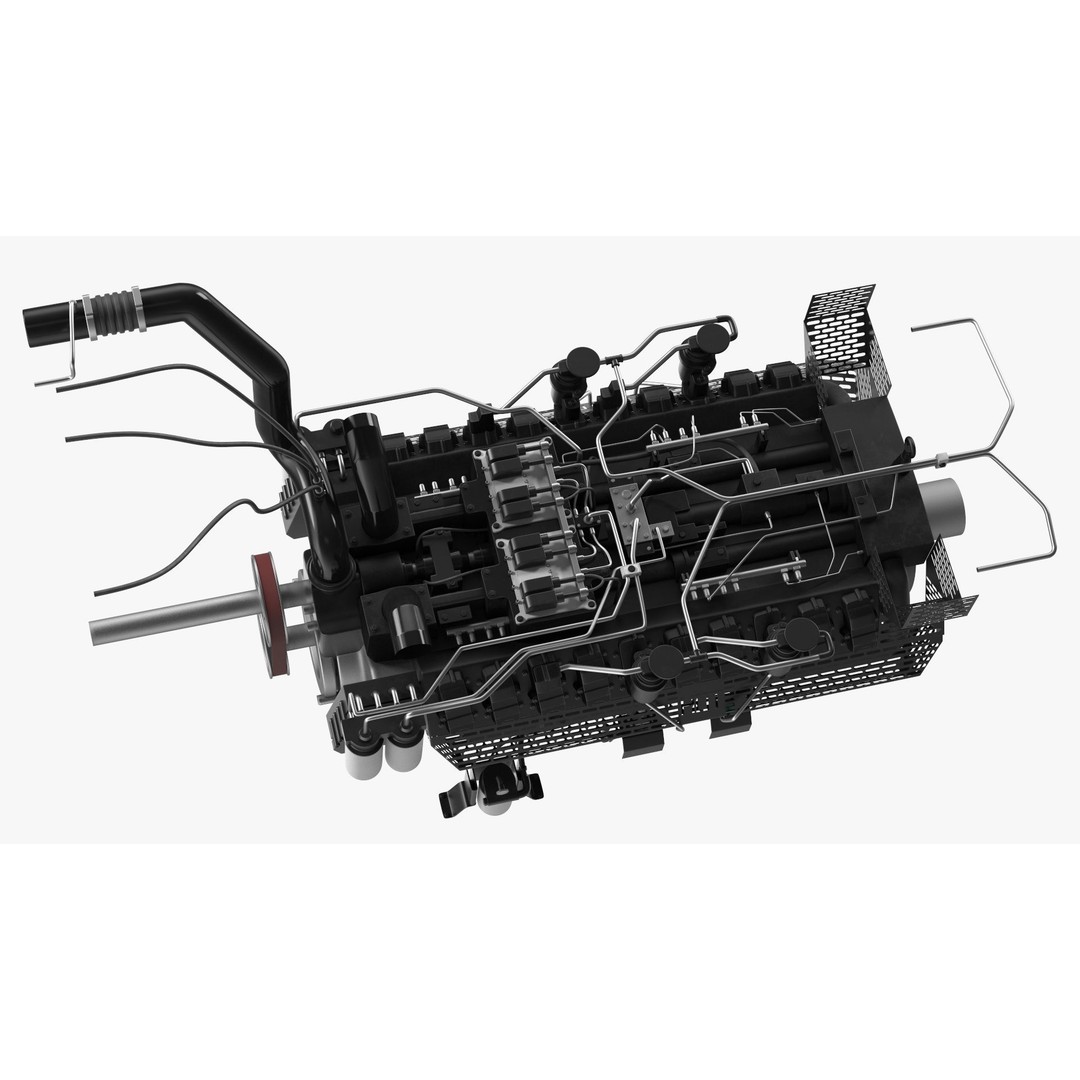 Industrial Diesel Generator Engine 3D Model – High Poly PBR Asset, FBX - View 12