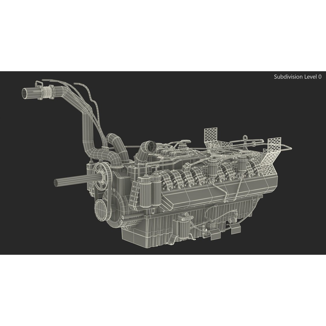 Industrial Diesel Generator Engine 3D Model – High Poly PBR Asset, FBX - View 17