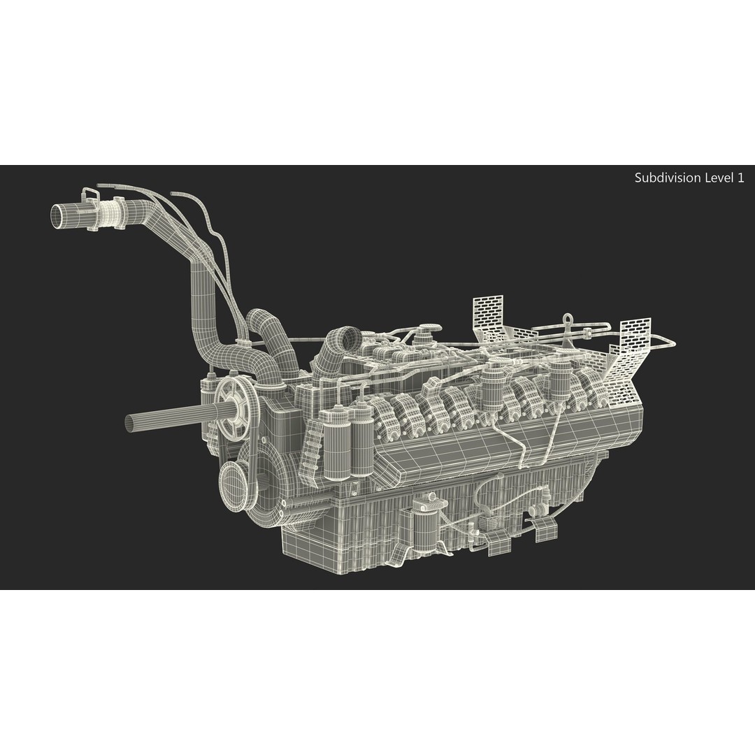 Industrial Diesel Generator Engine 3D Model – High Poly PBR Asset, FBX - View 18