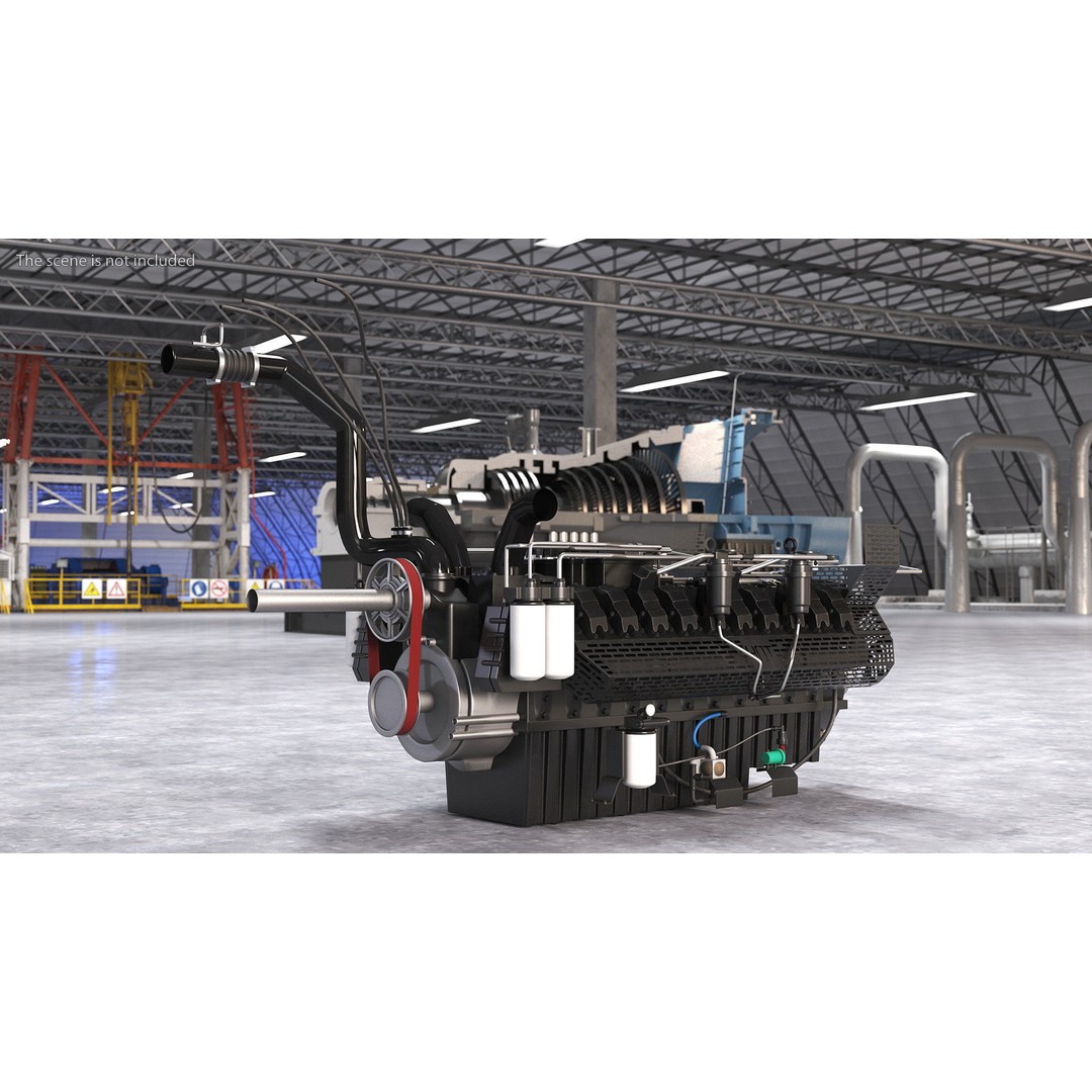 Industrial Diesel Generator Engine 3D Model – High Poly PBR Asset, FBX - View 2