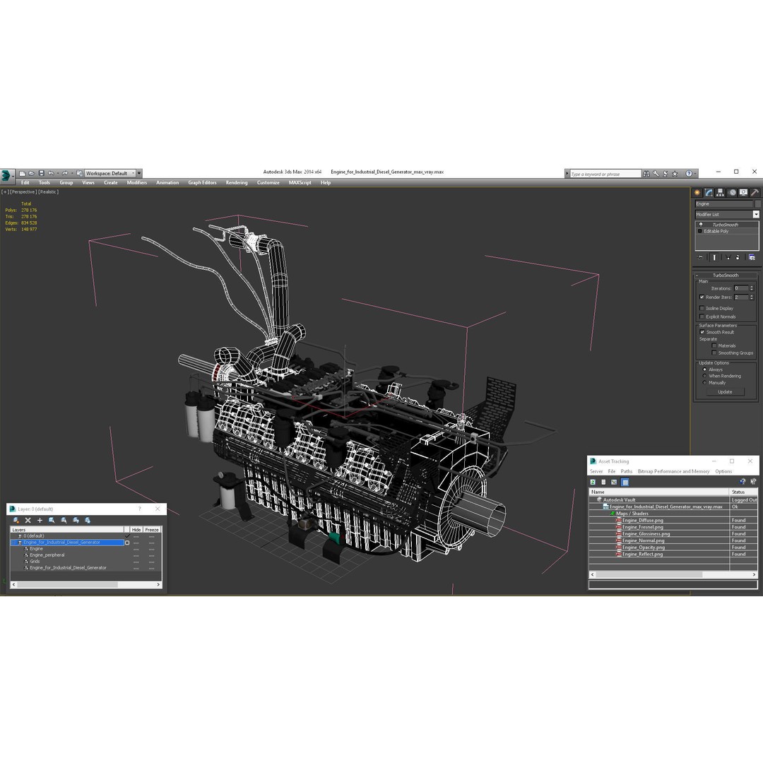 Industrial Diesel Generator Engine 3D Model – High Poly PBR Asset, FBX - View 21