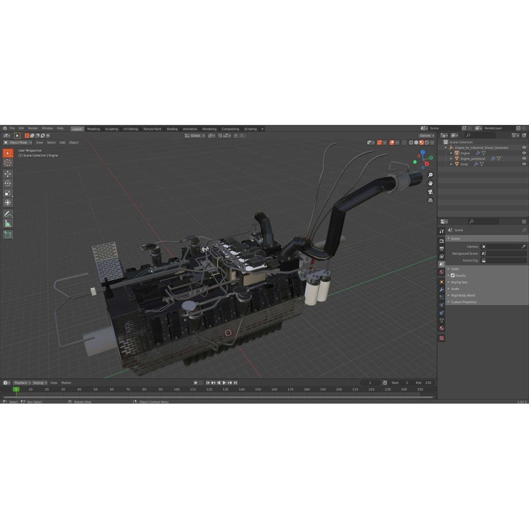 Industrial Diesel Generator Engine 3D Model – High Poly PBR Asset, FBX - View 22