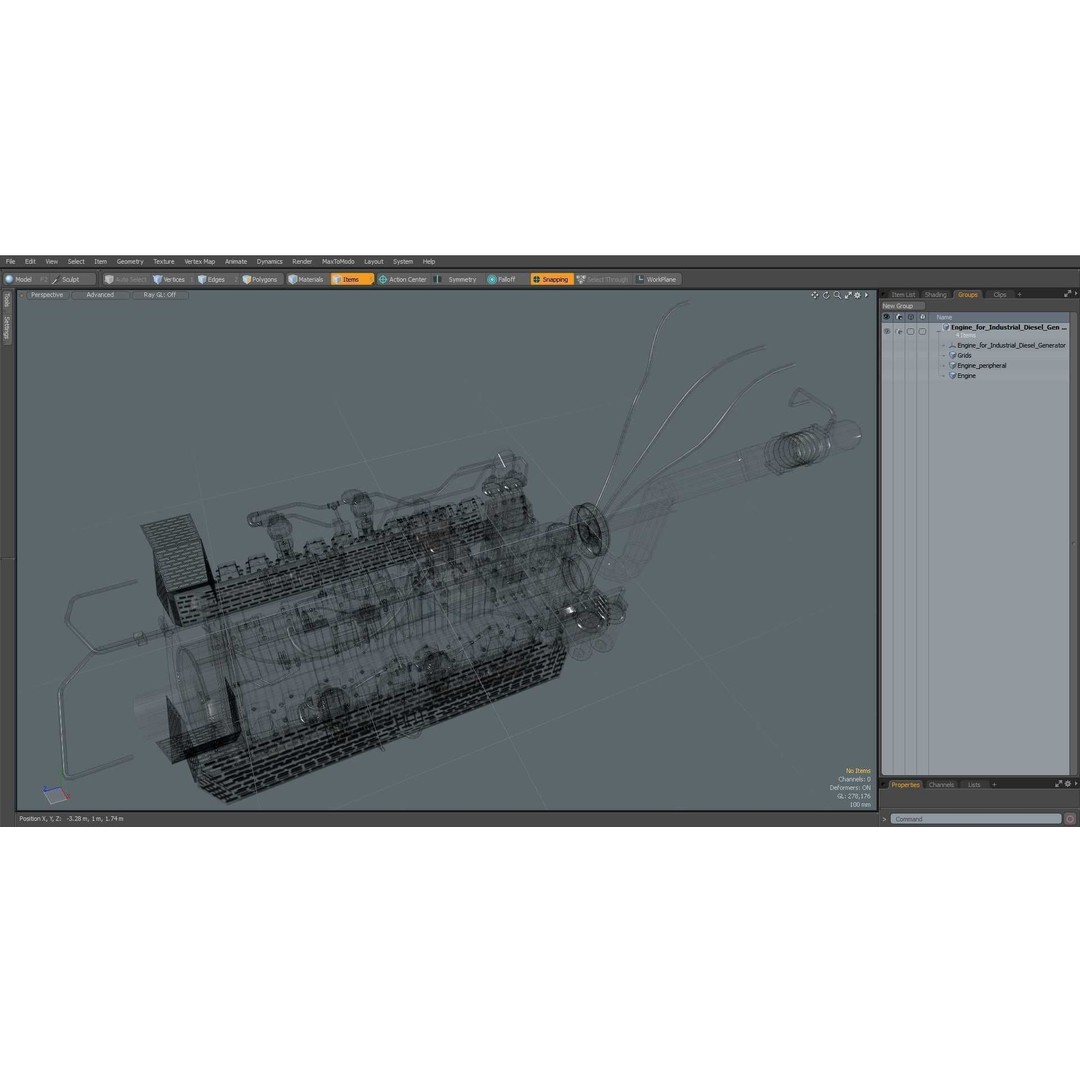 Industrial Diesel Generator Engine 3D Model – High Poly PBR Asset, FBX - View 23