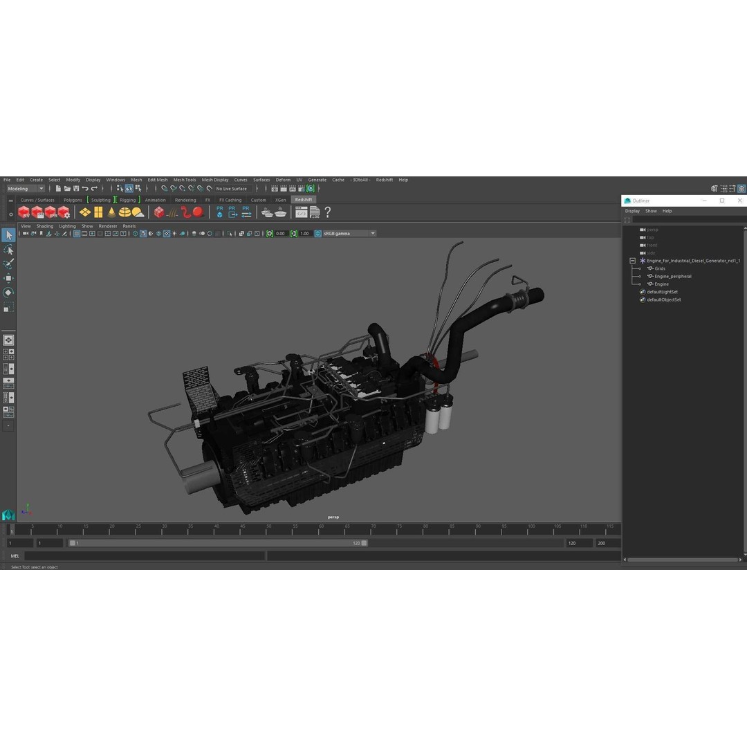 Industrial Diesel Generator Engine 3D Model – High Poly PBR Asset, FBX - View 25