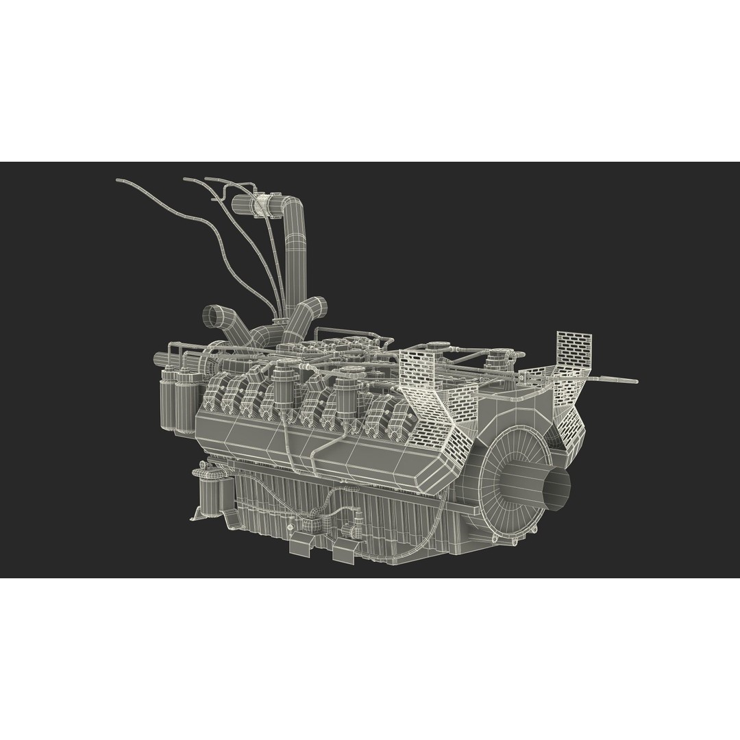 Industrial Diesel Generator Engine 3D Model – High Poly PBR Asset, FBX - View 26